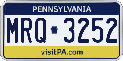 PA license plate MRQ3252