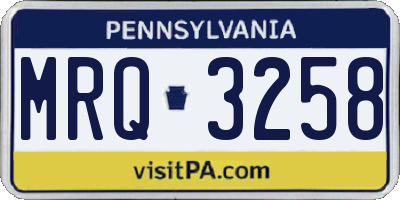 PA license plate MRQ3258