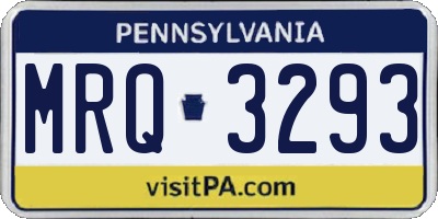 PA license plate MRQ3293