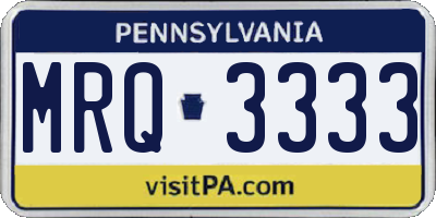 PA license plate MRQ3333