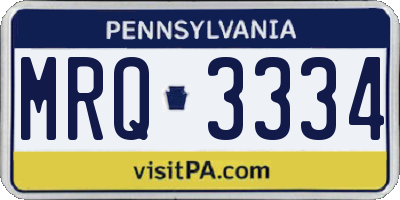PA license plate MRQ3334