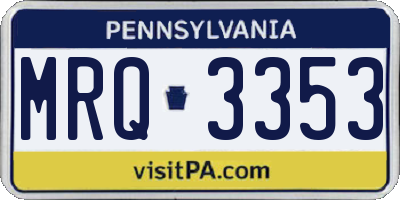 PA license plate MRQ3353