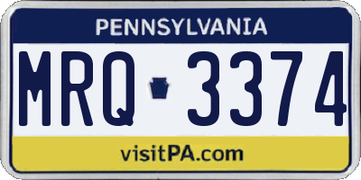 PA license plate MRQ3374