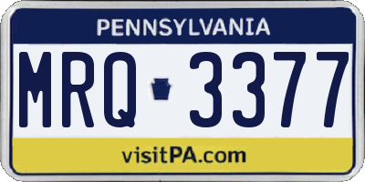 PA license plate MRQ3377