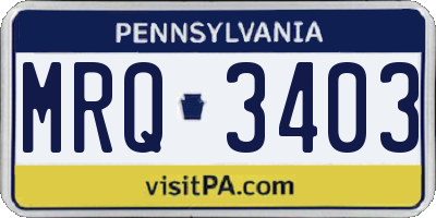 PA license plate MRQ3403