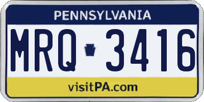 PA license plate MRQ3416