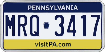 PA license plate MRQ3417