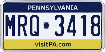 PA license plate MRQ3418