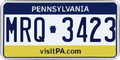 PA license plate MRQ3423