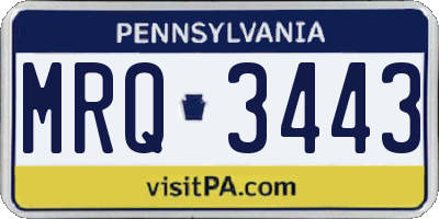 PA license plate MRQ3443