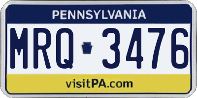 PA license plate MRQ3476