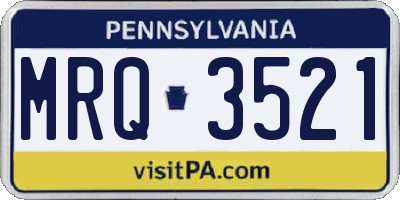 PA license plate MRQ3521