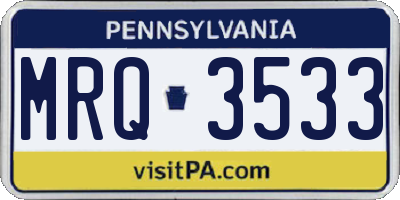 PA license plate MRQ3533