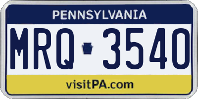PA license plate MRQ3540