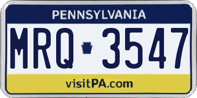 PA license plate MRQ3547