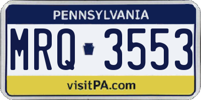 PA license plate MRQ3553