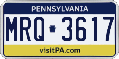 PA license plate MRQ3617