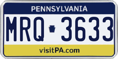PA license plate MRQ3633