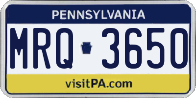 PA license plate MRQ3650