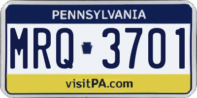 PA license plate MRQ3701
