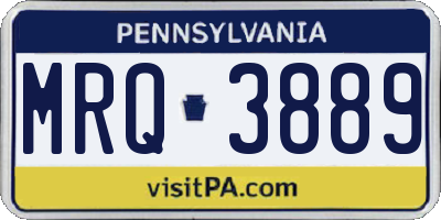 PA license plate MRQ3889