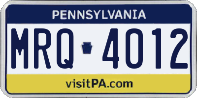 PA license plate MRQ4012