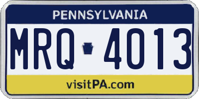 PA license plate MRQ4013
