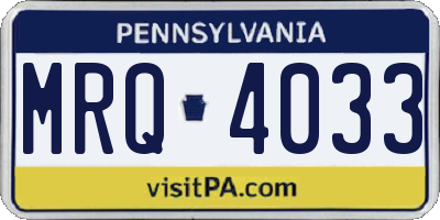 PA license plate MRQ4033