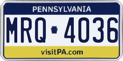 PA license plate MRQ4036