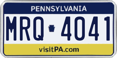 PA license plate MRQ4041