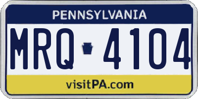 PA license plate MRQ4104