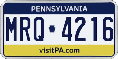 PA license plate MRQ4216