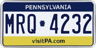 PA license plate MRQ4232