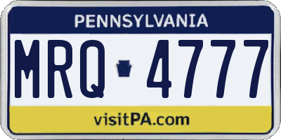 PA license plate MRQ4777