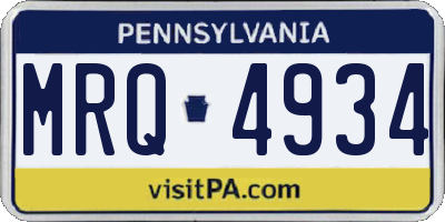 PA license plate MRQ4934
