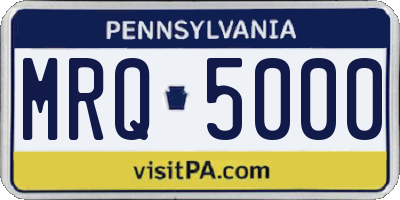 PA license plate MRQ5000