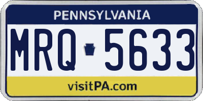 PA license plate MRQ5633