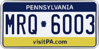 PA license plate MRQ6003