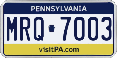 PA license plate MRQ7003