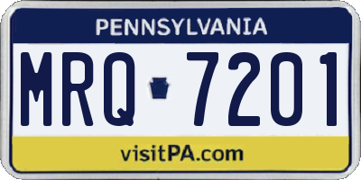 PA license plate MRQ7201