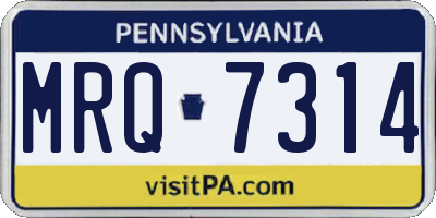 PA license plate MRQ7314