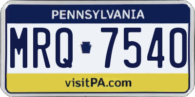 PA license plate MRQ7540