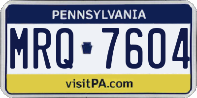 PA license plate MRQ7604