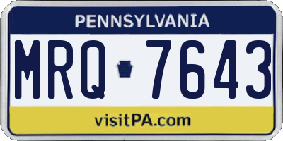 PA license plate MRQ7643
