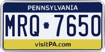 PA license plate MRQ7650