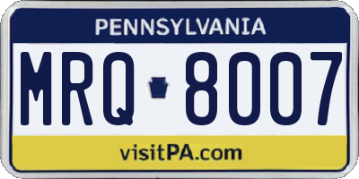 PA license plate MRQ8007