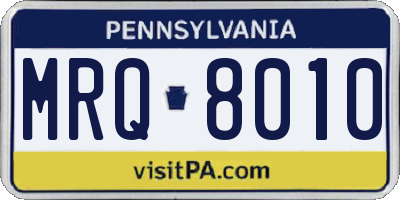 PA license plate MRQ8010