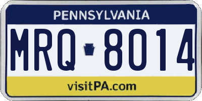 PA license plate MRQ8014