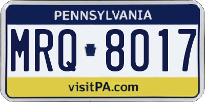 PA license plate MRQ8017