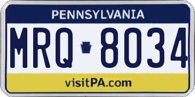 PA license plate MRQ8034